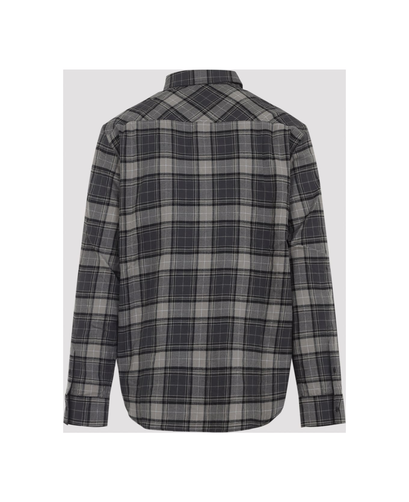 Off-White Spray Book Check Flan Reg Shirt - Dark Grey
