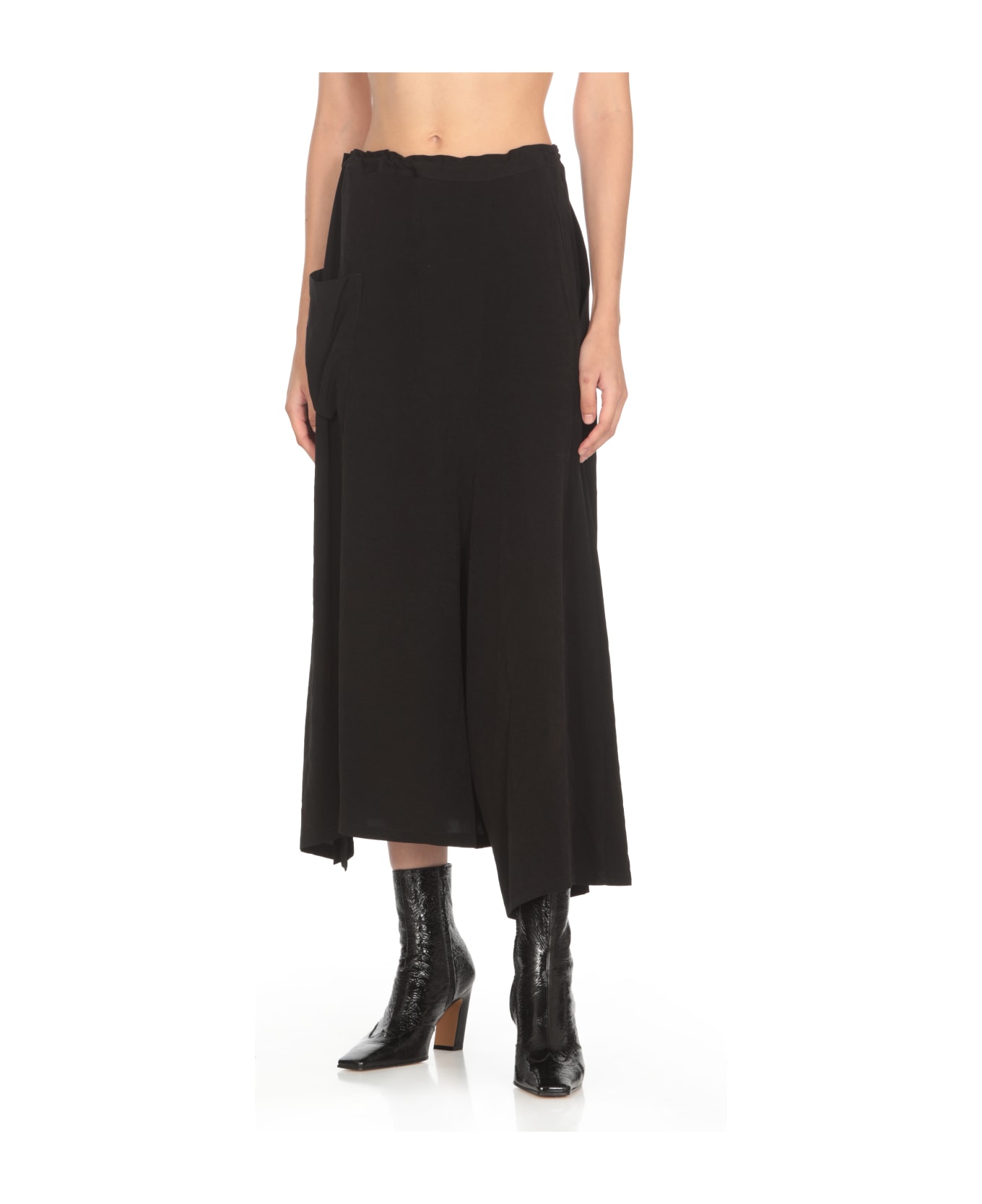 Y's Asymmetric Skirt - Black