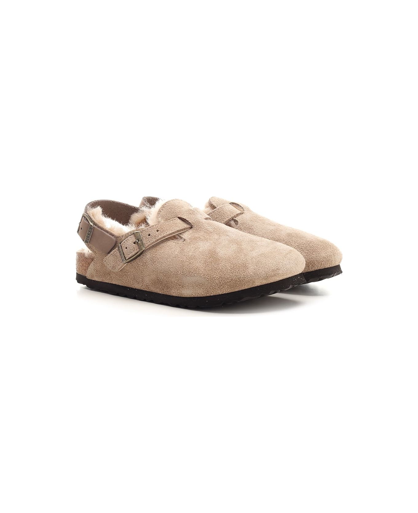 Birkenstock Taupe Tokio Flat Shoes - Beige