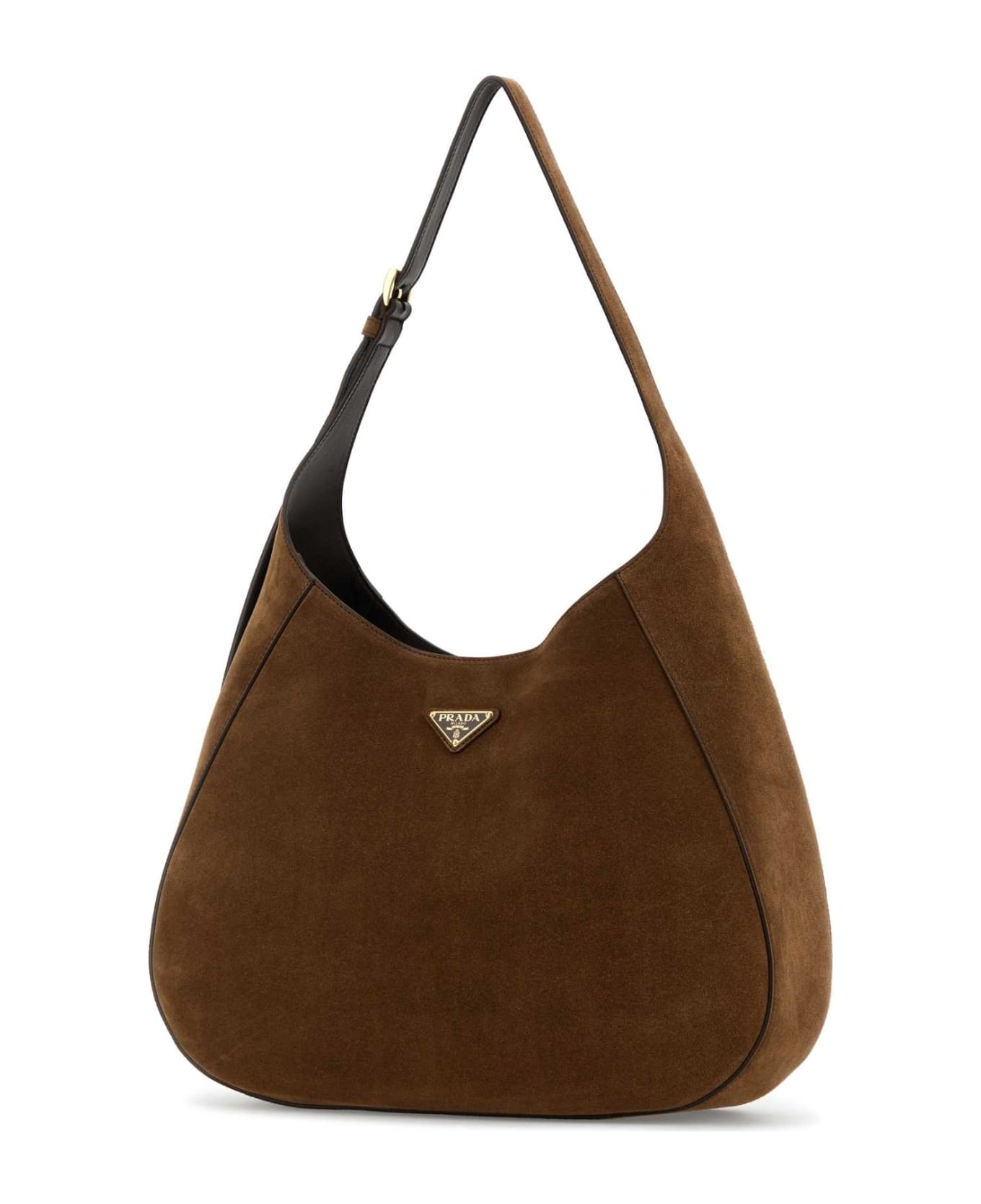 Prada Brown Suede Large Shoulder Bag - CACAO