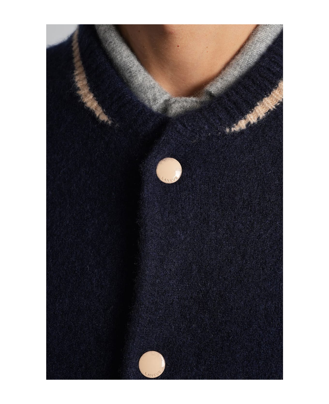 Laneus Bomber Jacket In Blue Cashmere - blue