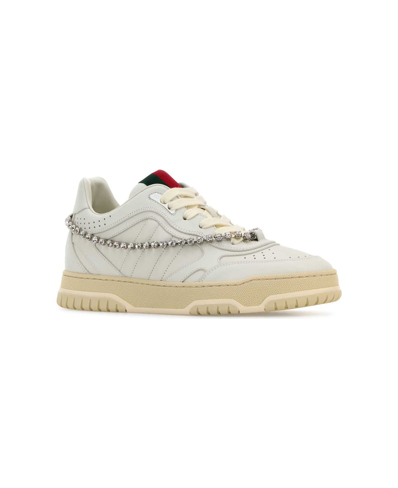 Gucci White Leather Re-web Sneakers - GREATWHITEGWGW