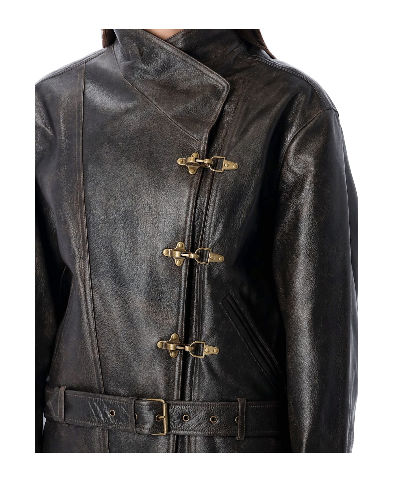 Isabel Marant Celie Leather Jacket - VINTAGE BROWN