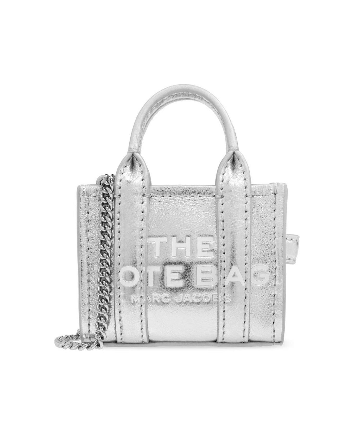 Marc Jacobs The Metallic Nano Tote Charm Keychain - Argento