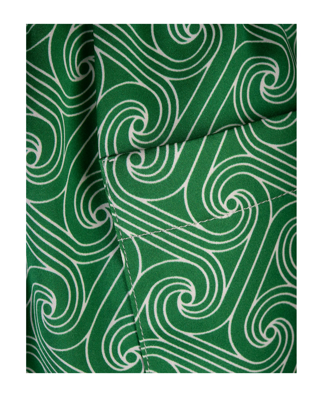 Casablanca Column Monogram Silk Shorts - Green