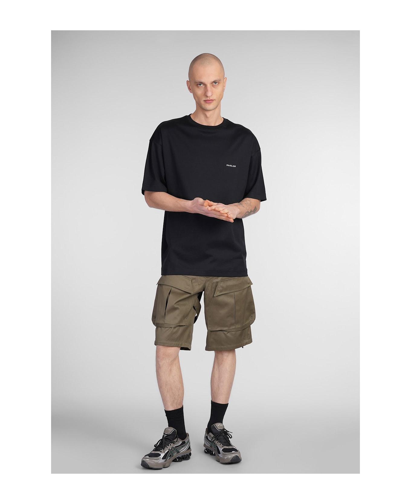 Mugler Shorts In Khaki Cotton - khaki