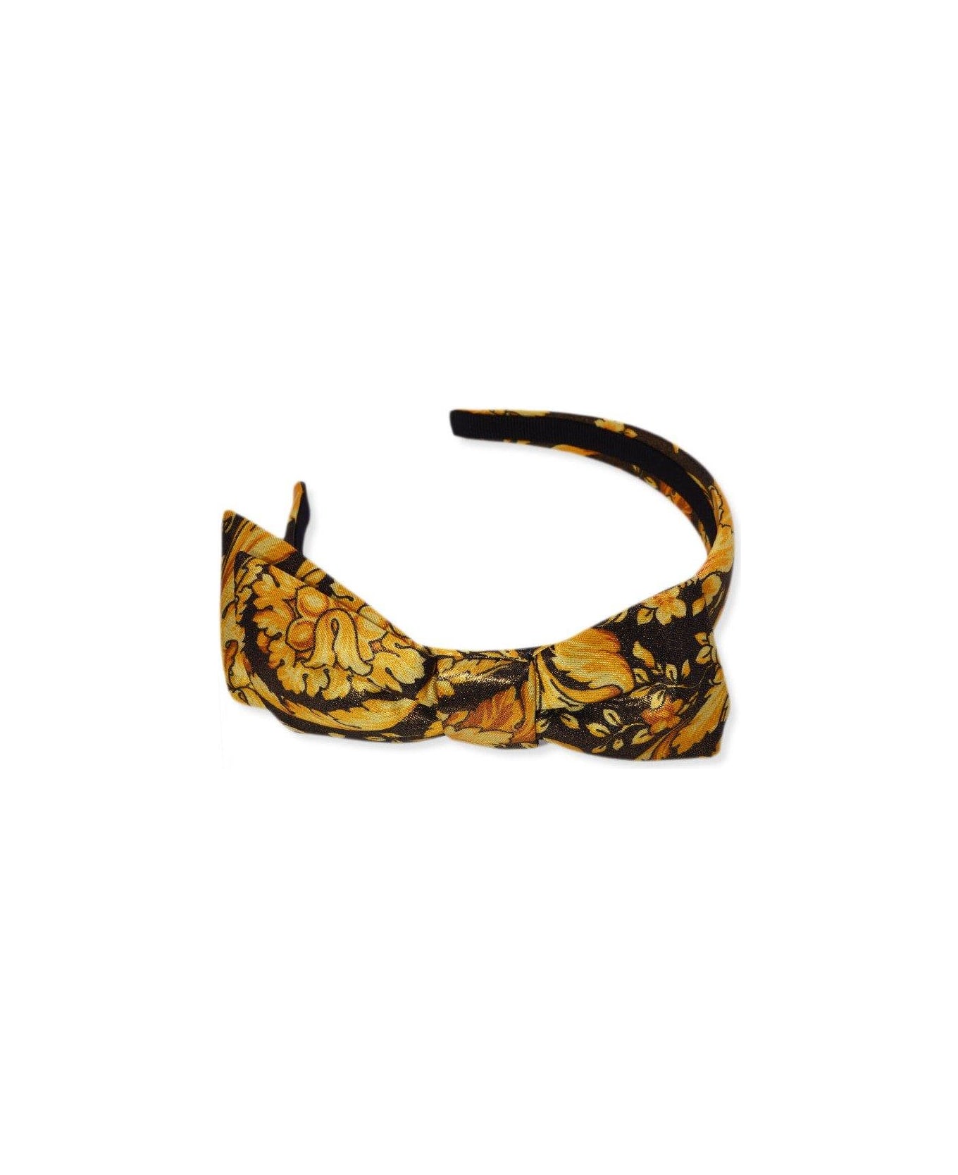 Young Versace Barocco-printed Thin Headband - Nero Oro アクセサリー＆ギフト