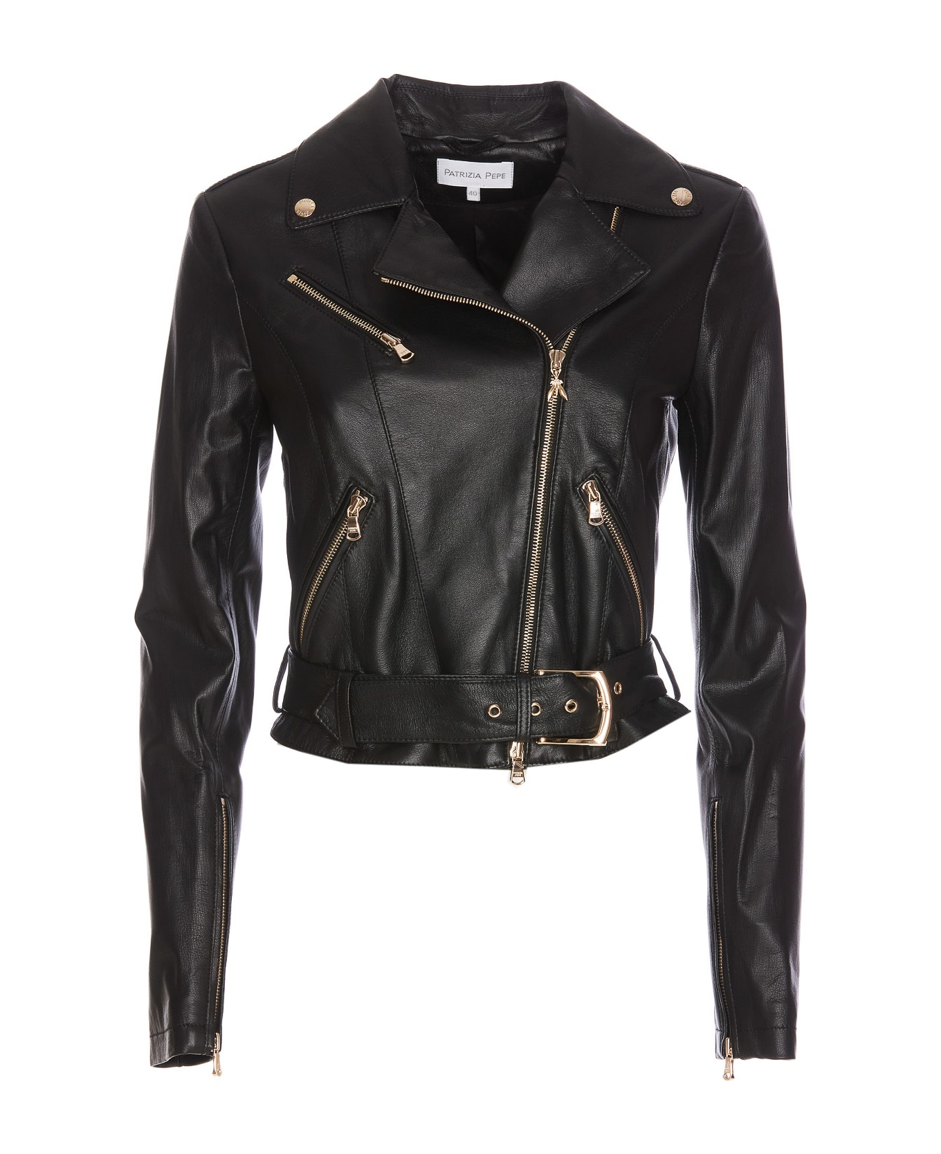 Patrizia Pepe Leather Biker Jacket - Black