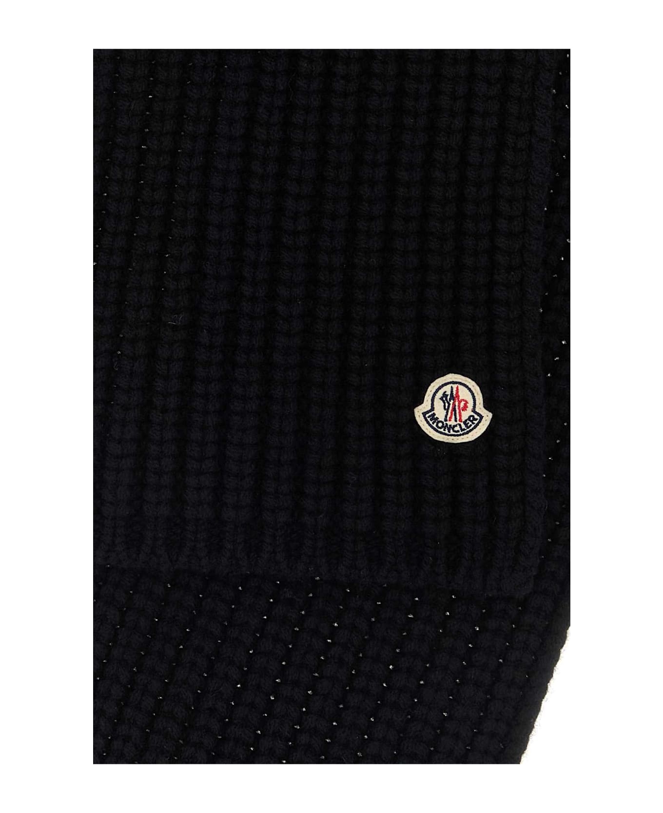 Moncler Black Wool Blend Scarf - 999