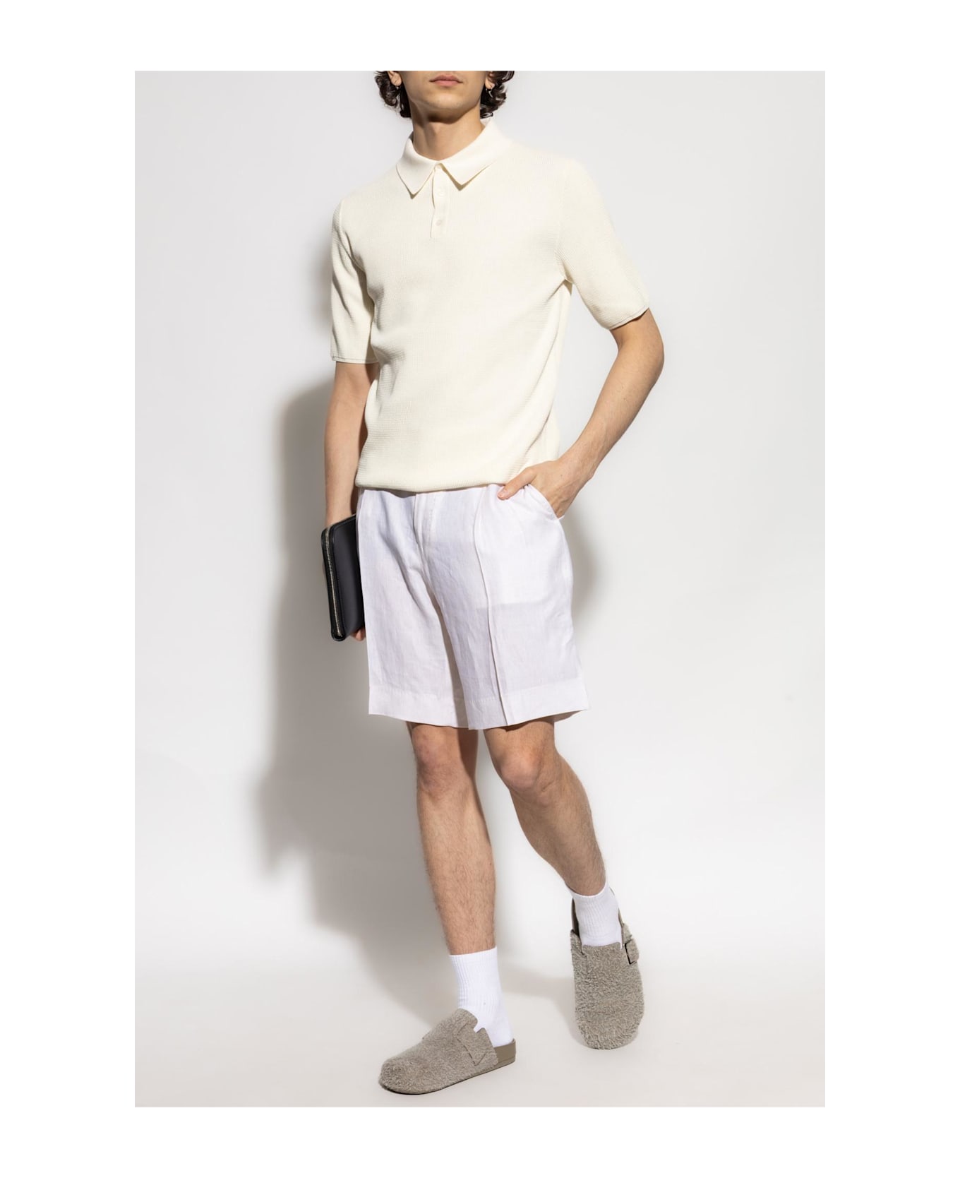Dolce 
Gabbana Ribbed Polo Shirt - Bianco naturale