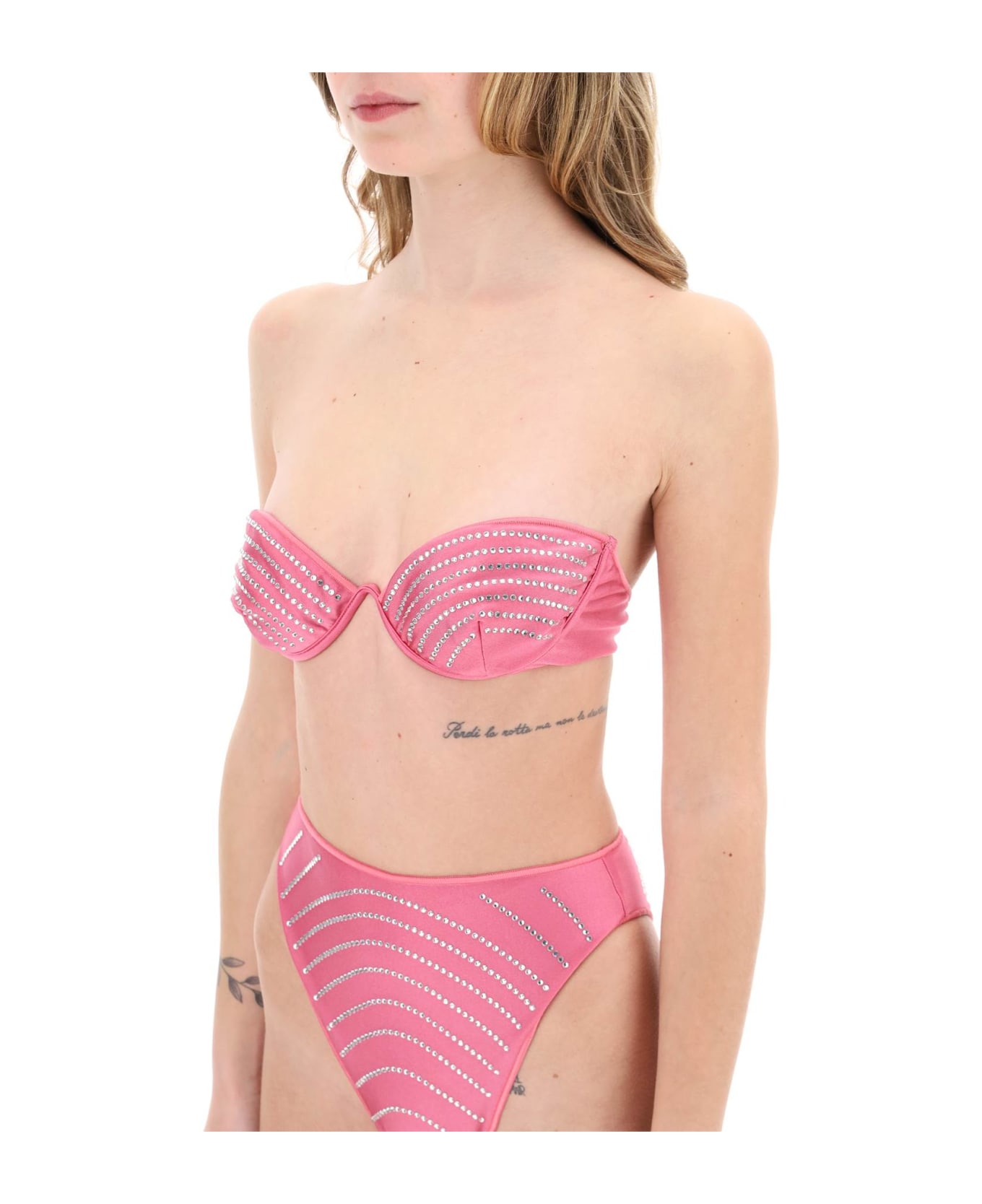 Oseree Bikini Set With Rhinestones - FLAMINGO (Fuchsia)