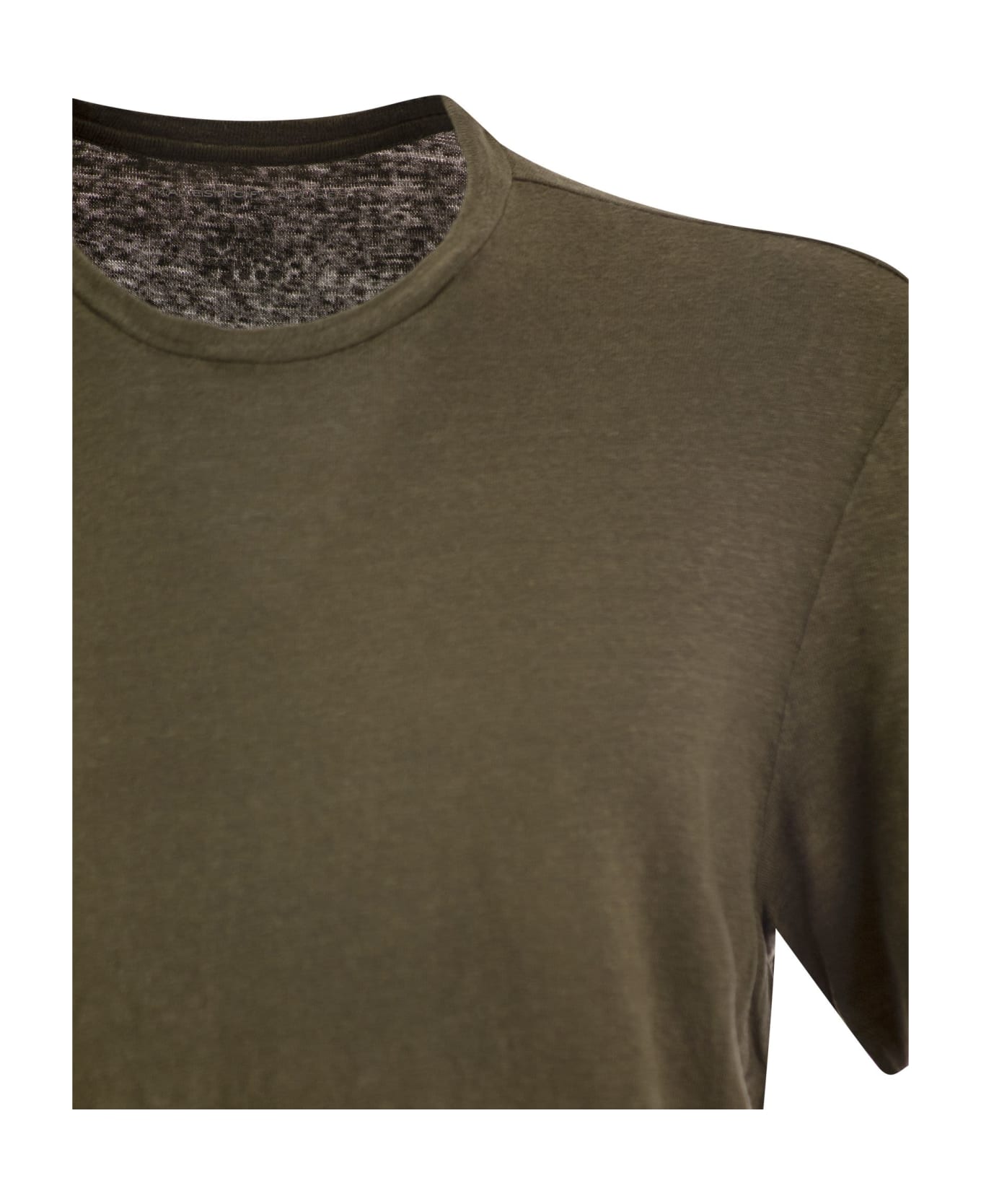 Majestic Filatures Crew-neck Linen T-shirt - Military Green シャツ