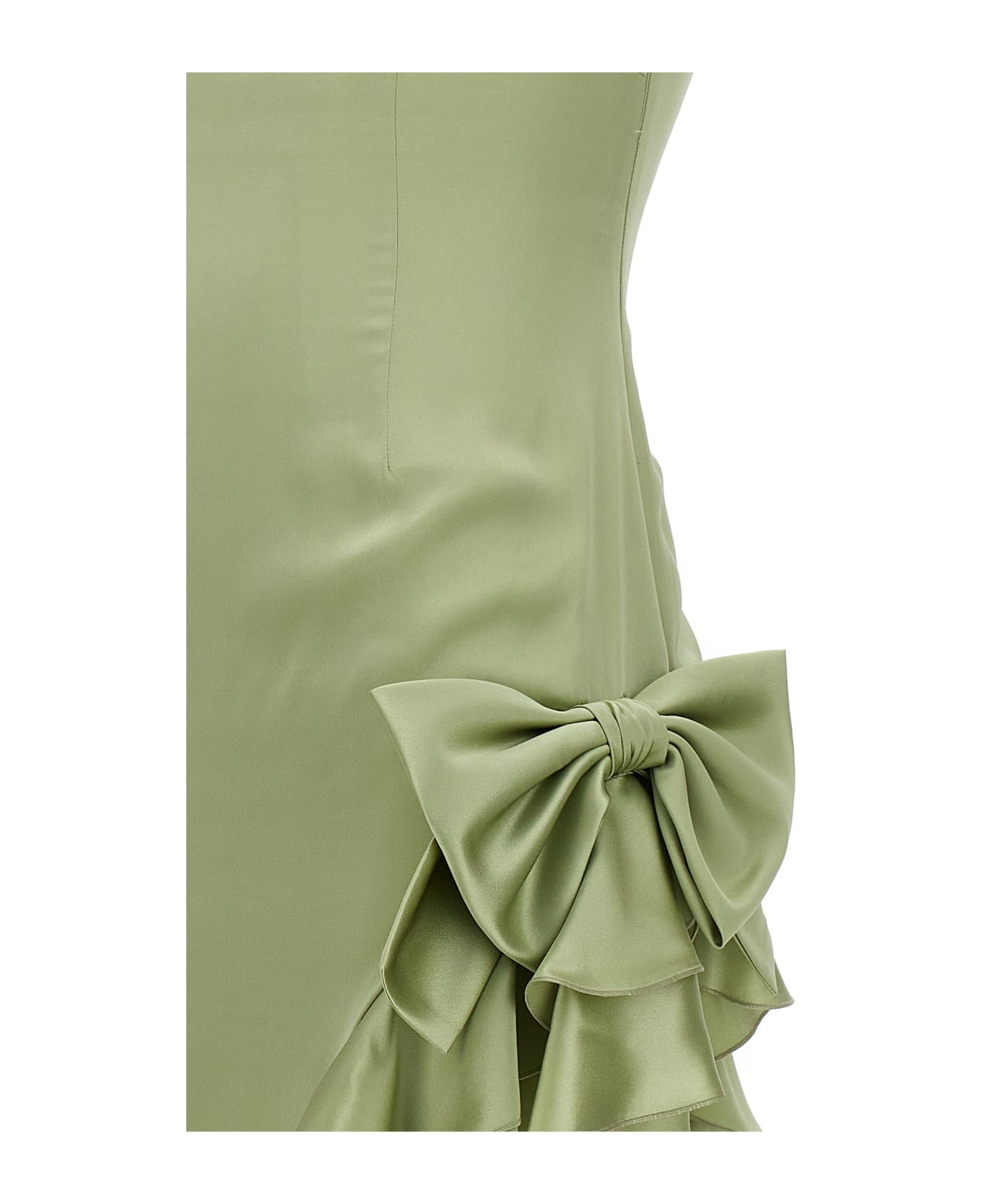 Alessandra Rich Dress Long Ruffles Bow - Green