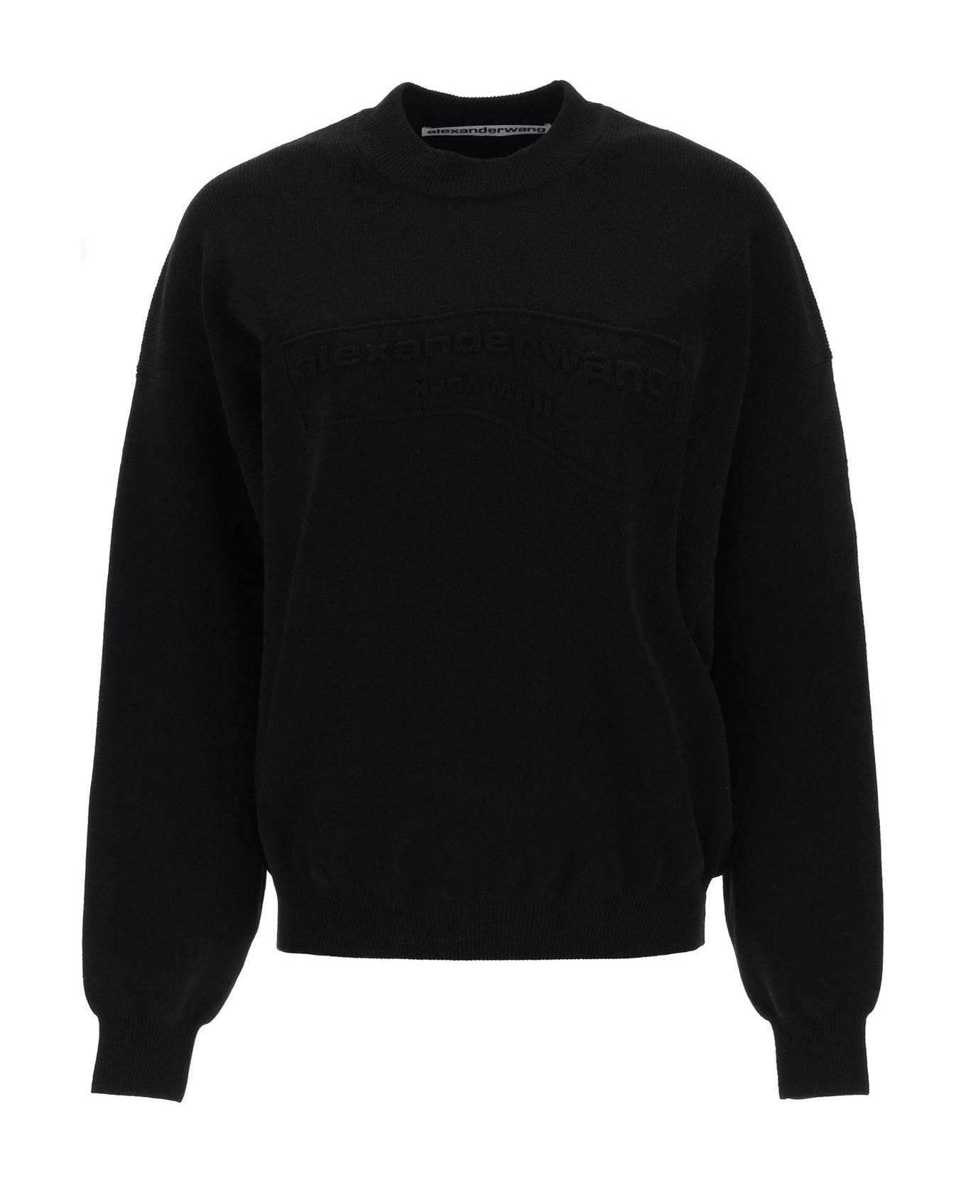 Alexander Wang Crew-neck Sweater With Embossed Logo - BLACK (Black)