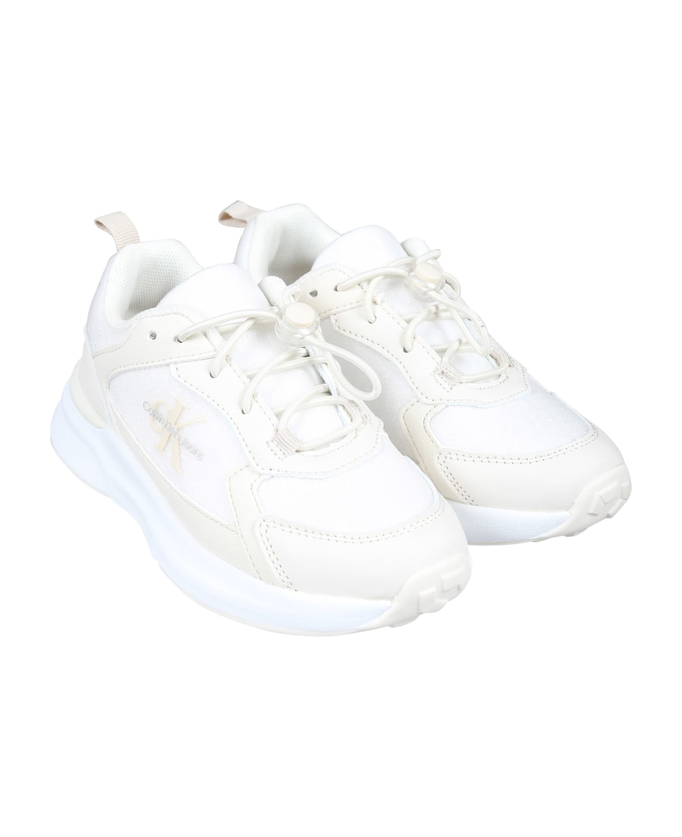Calvin Klein Beige Sneakers For Girl With Logo - Pink シューズ