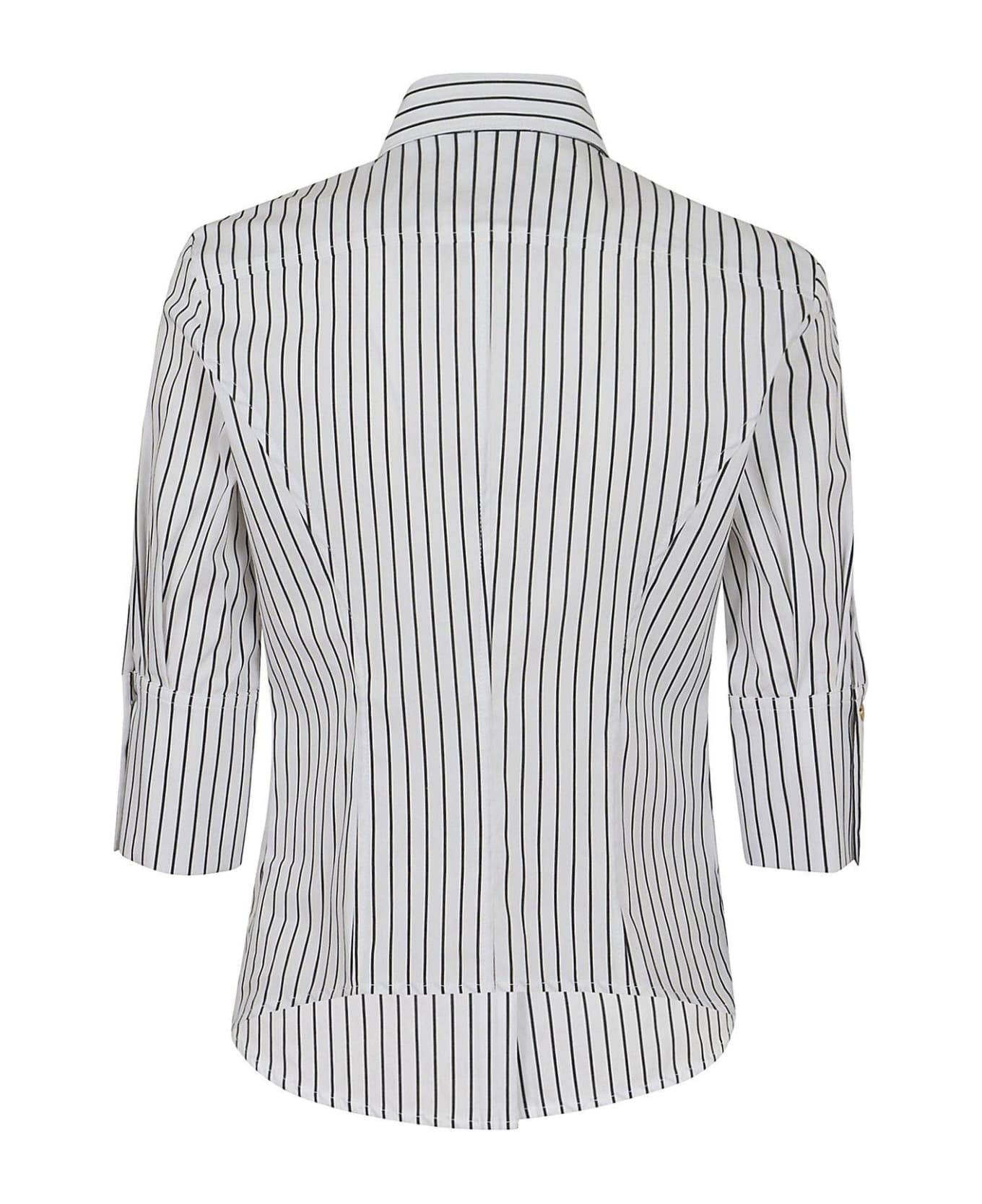 Pinko Striped Mid-length Sleeved Shirt - Bianco e Nero