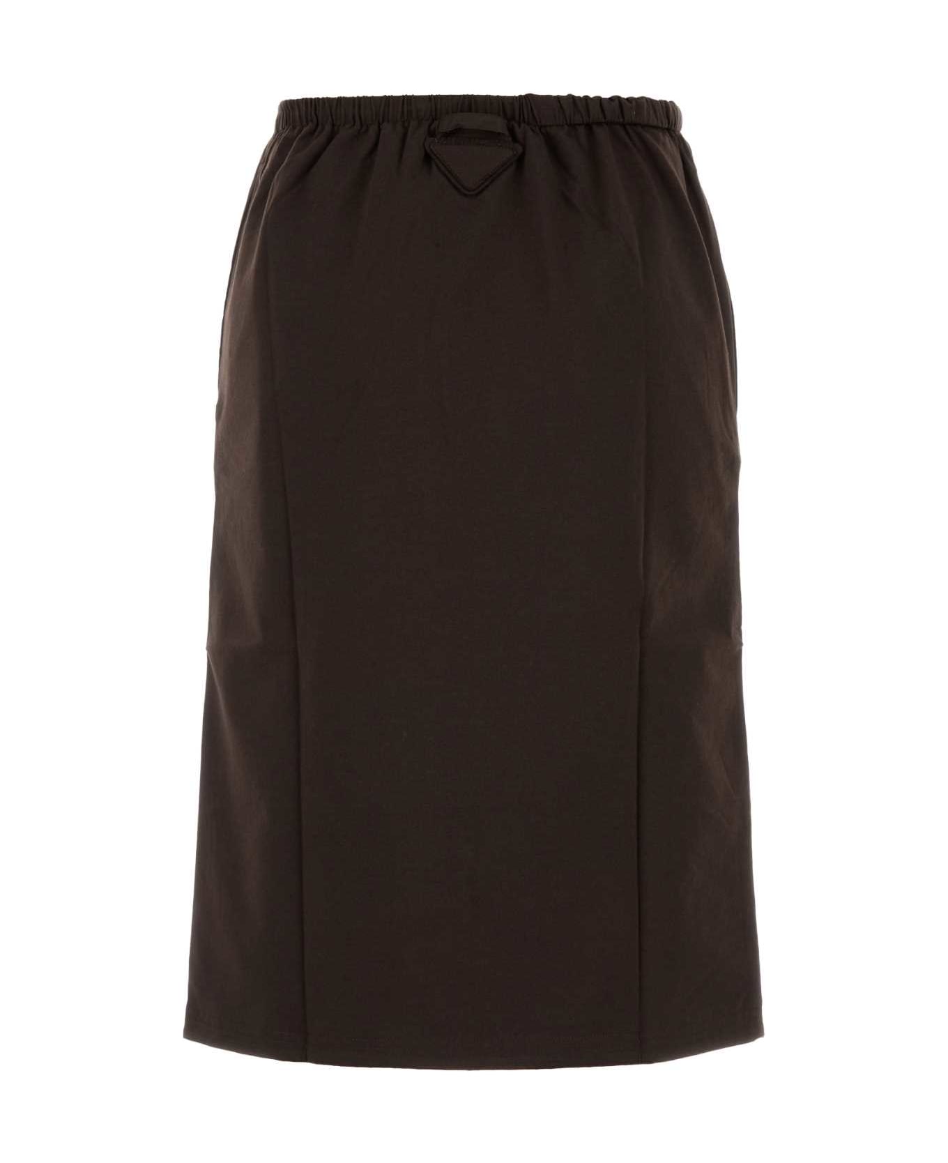 Prada Dark Brown Cotton Reversible Skirt - EBANO