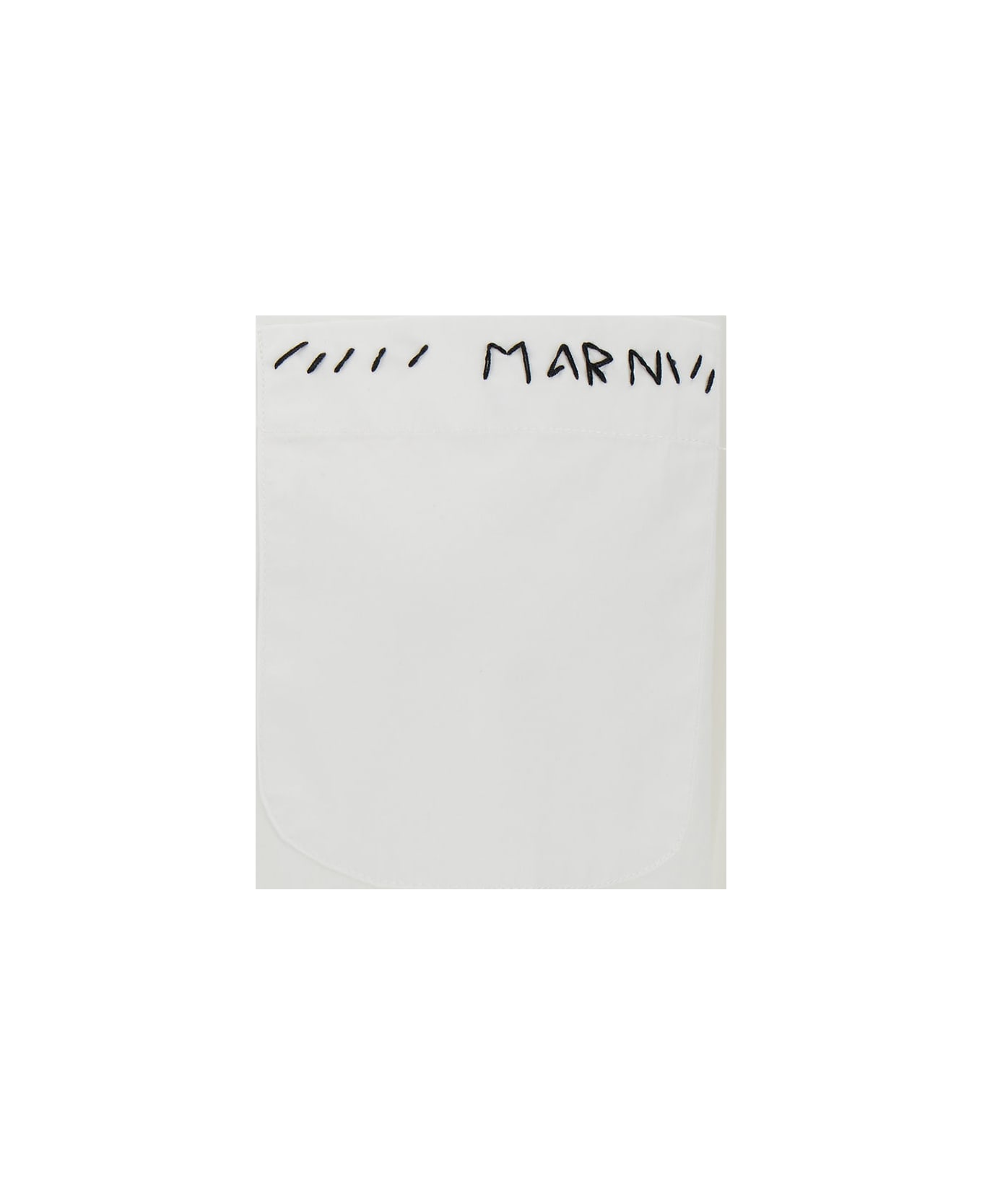 Marni Oversized White Shirt With Contrasting Logo Print In Cotton Woman - White