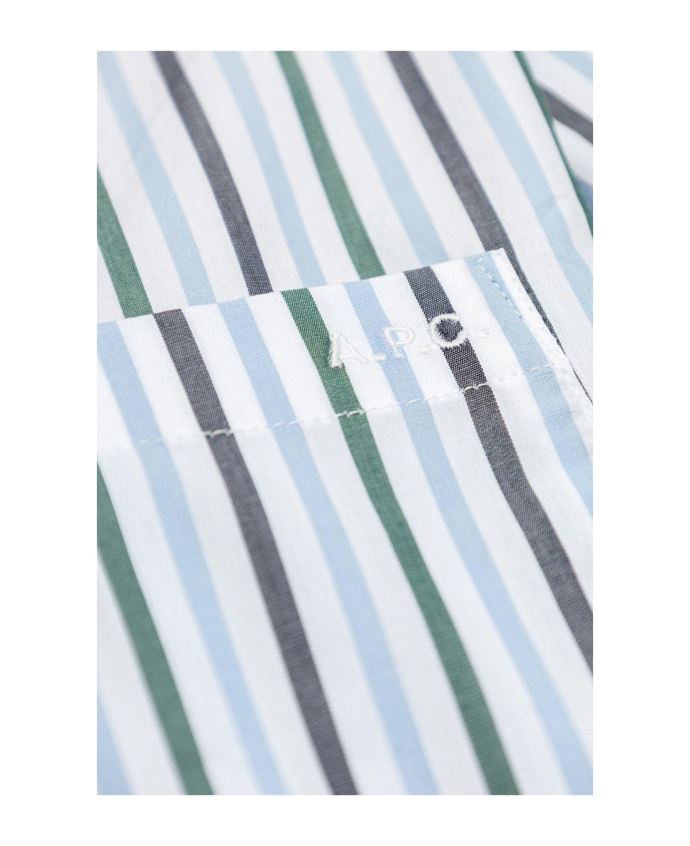 A.P.C. Striped Long-sleeved Shirt - BLUE