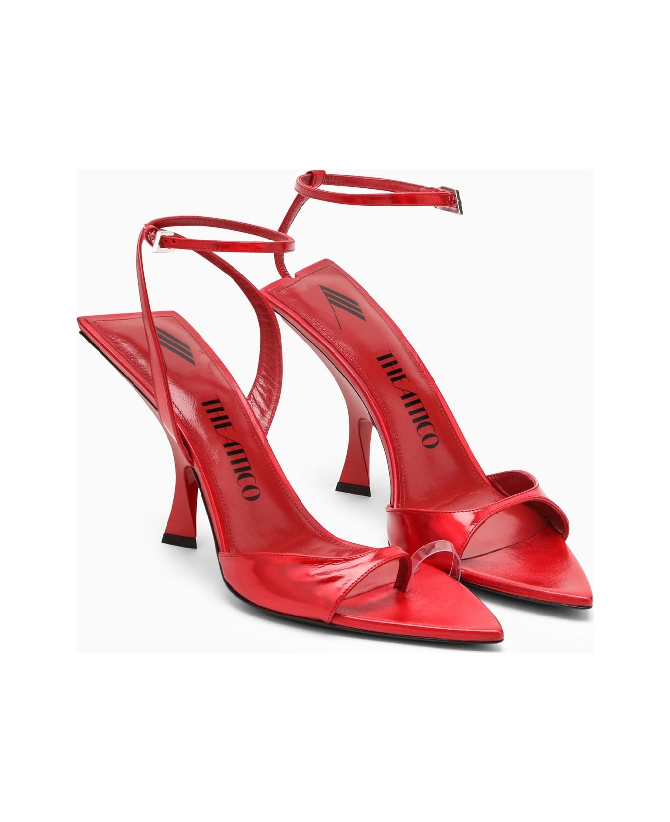 The Attico Red Gg Asymmetrical Sandal - RED