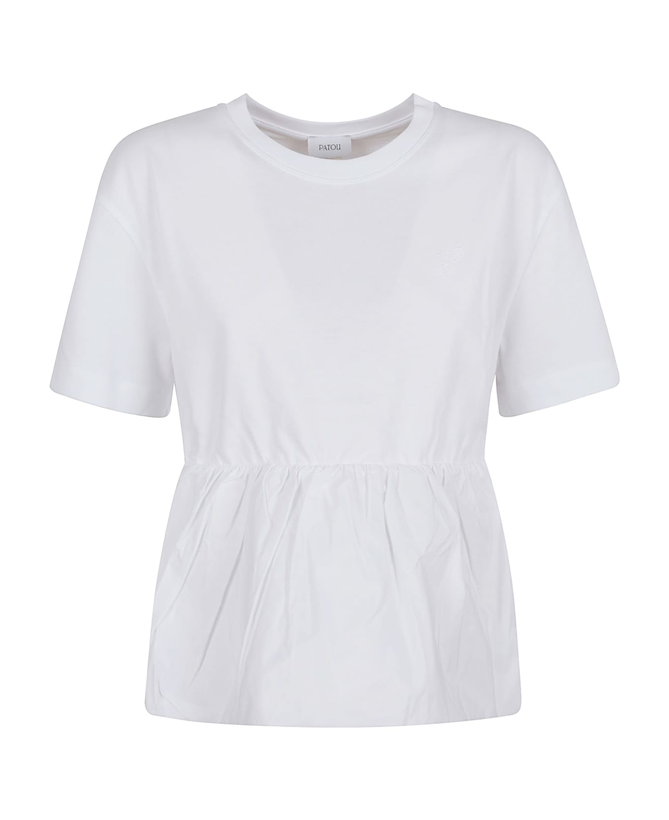 Patou Mix Fabric Volume Tshirt - White