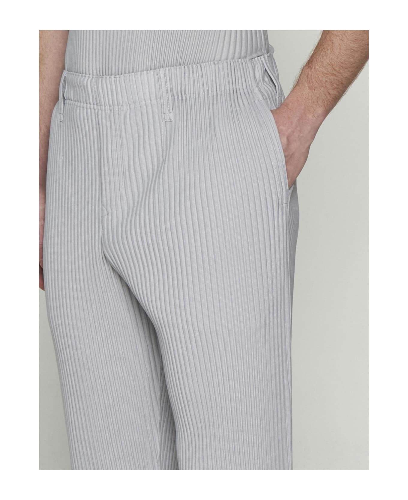 Homme Plissé Issey Miyake Pleated Fabric Trousers - Light Grey ボトムス