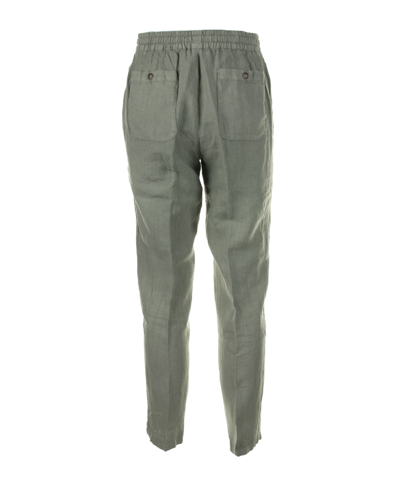 Altea Green Linen Trousers With Drawstring - VERDE
