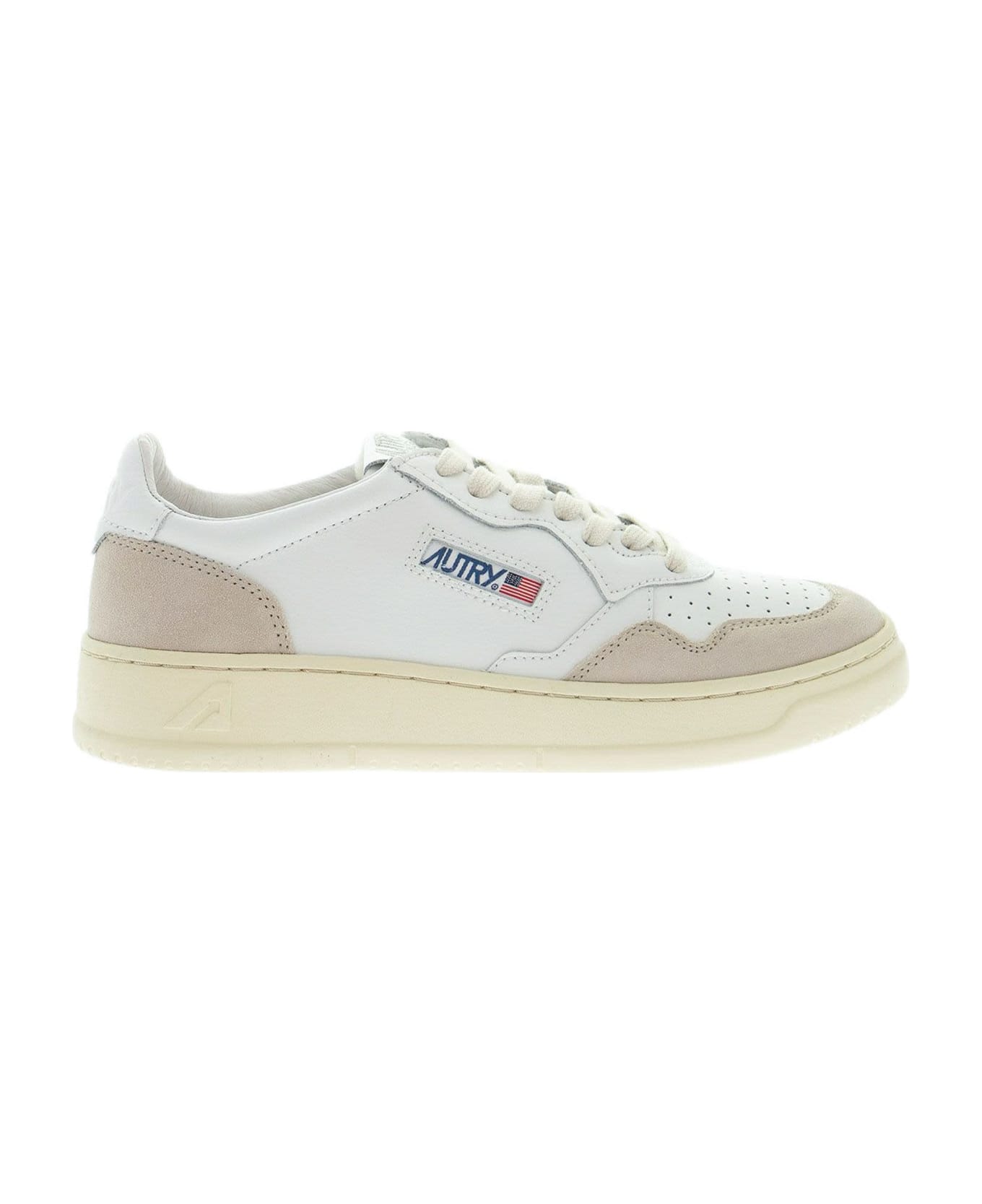 Autry Medalist Low - Leather And Suede Sneakers - White