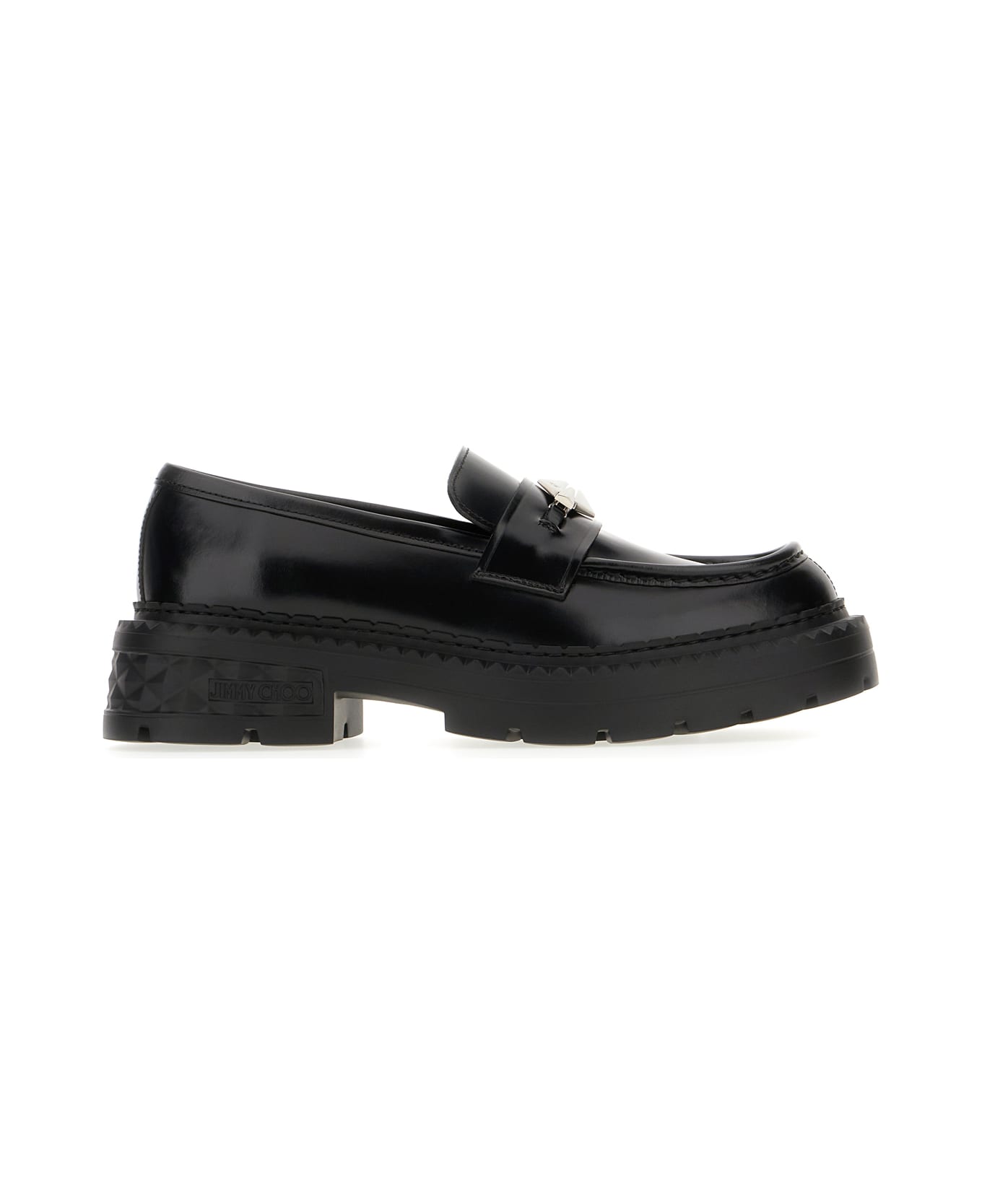 Jimmy Choo Black Leather Loafers - BLACK