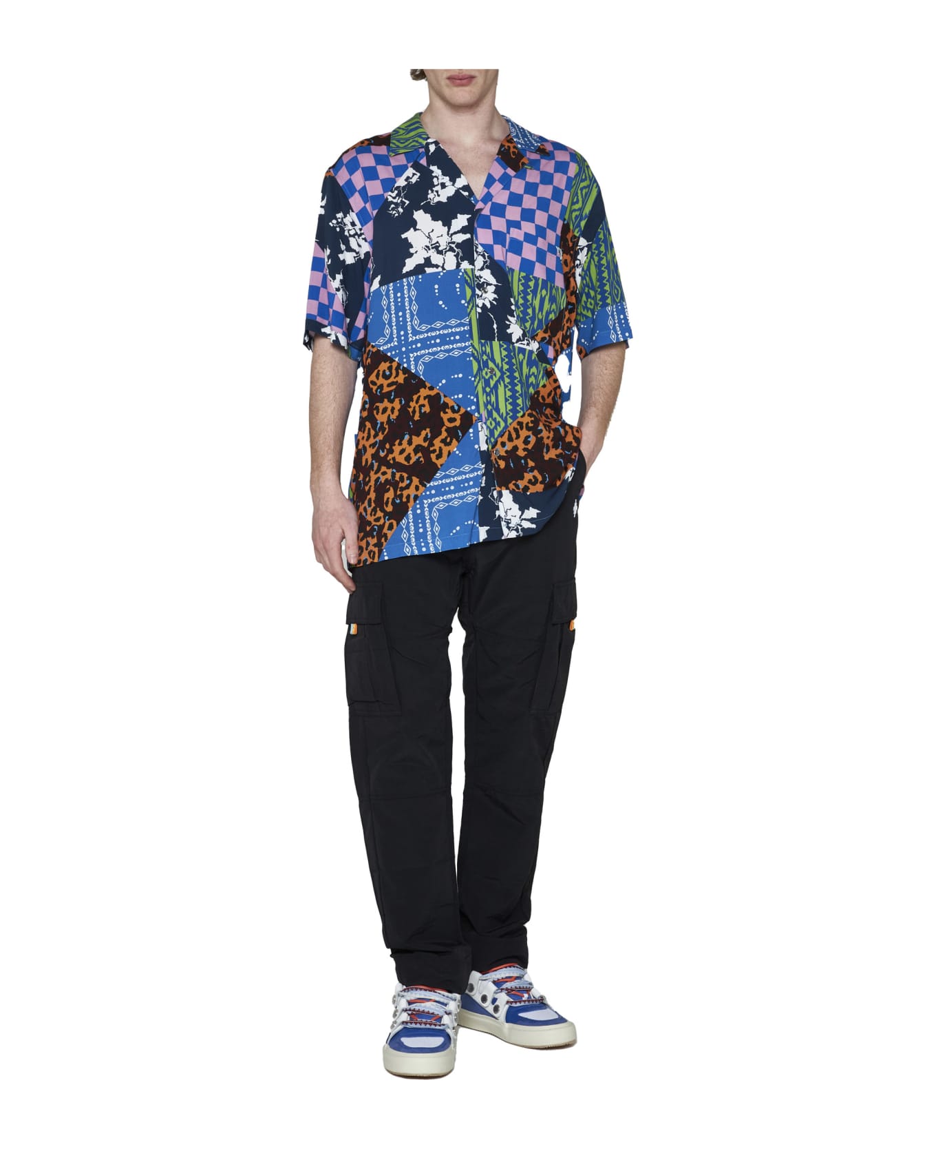 Marcelo Burlon Patchwork Print Shirt - Blue multicolor