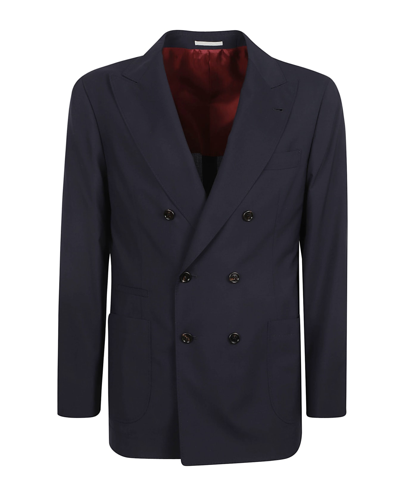 Brunello Cucinelli Double-breasted Fitted Blazer - Navy