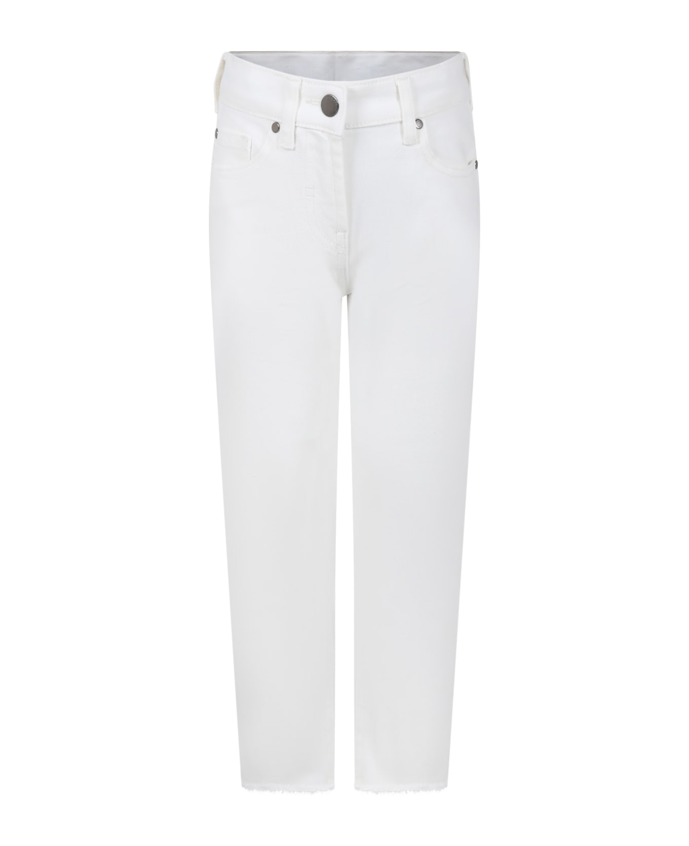 Stella McCartney Kids White Denim Jeans For Girl With Logo - White ボトムス
