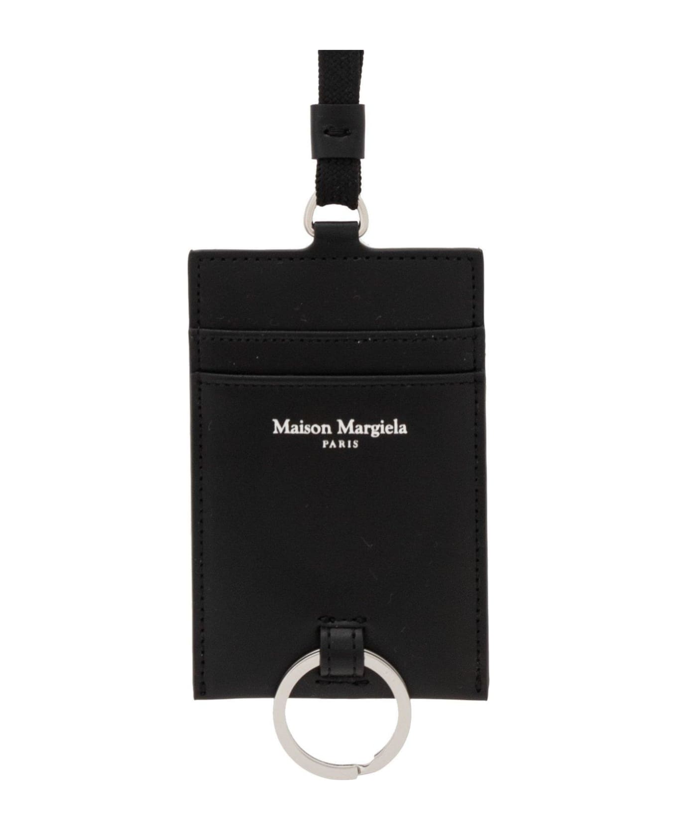 Maison Margiela Logo-printed Neck-strap Cardholder - Black