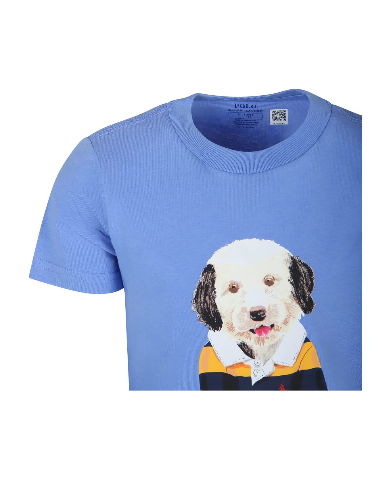 Ralph Lauren Light Blue T-shirt For Boy With Dog Print - Light Blue Tシャツ＆ポロシャツ