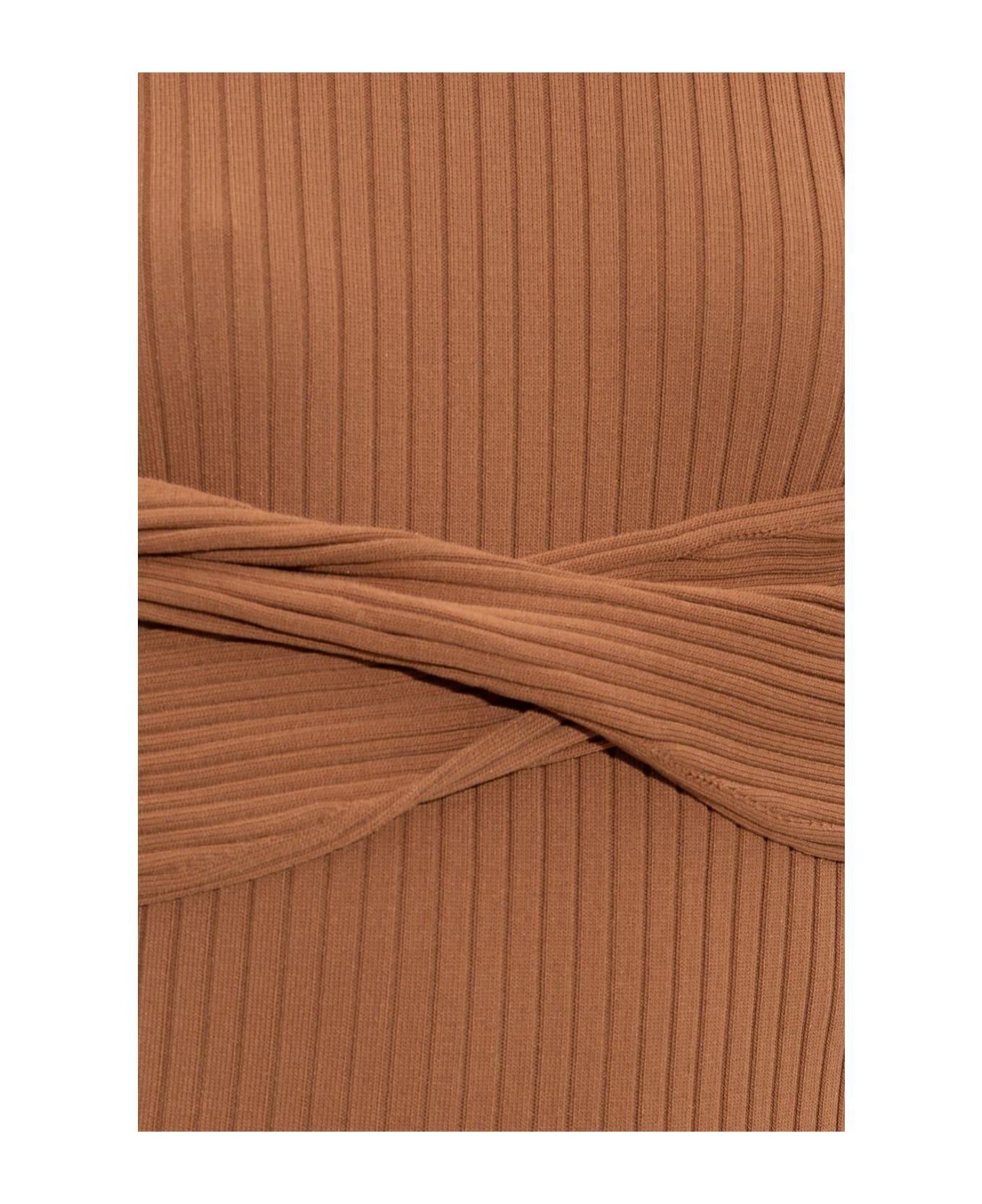 Nanushka Twist-detailed Ribbed-knit Sleeveless Dress - Camel