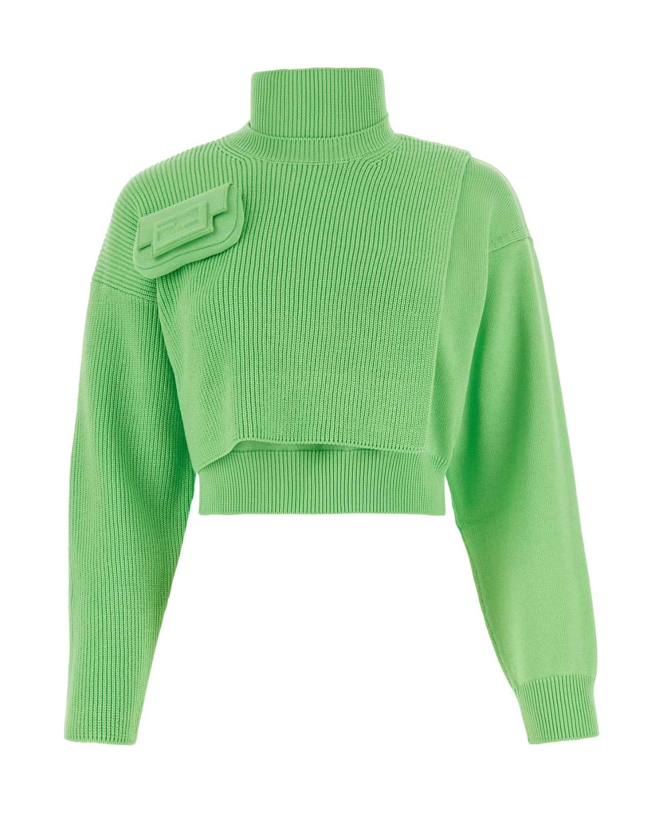 Fendi Canvas Light Green Stretch Cotton Sweater - BOUQUET