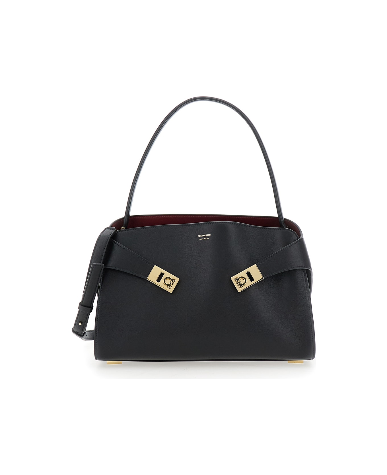Ferragamo Hug Sh S Shoulder Bag 34,0x15,5x25,5 - Black