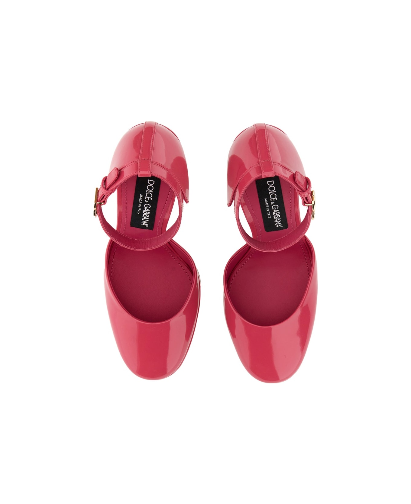 Dolce & Gabbana Glossy Leather Platform Pumps - PINK