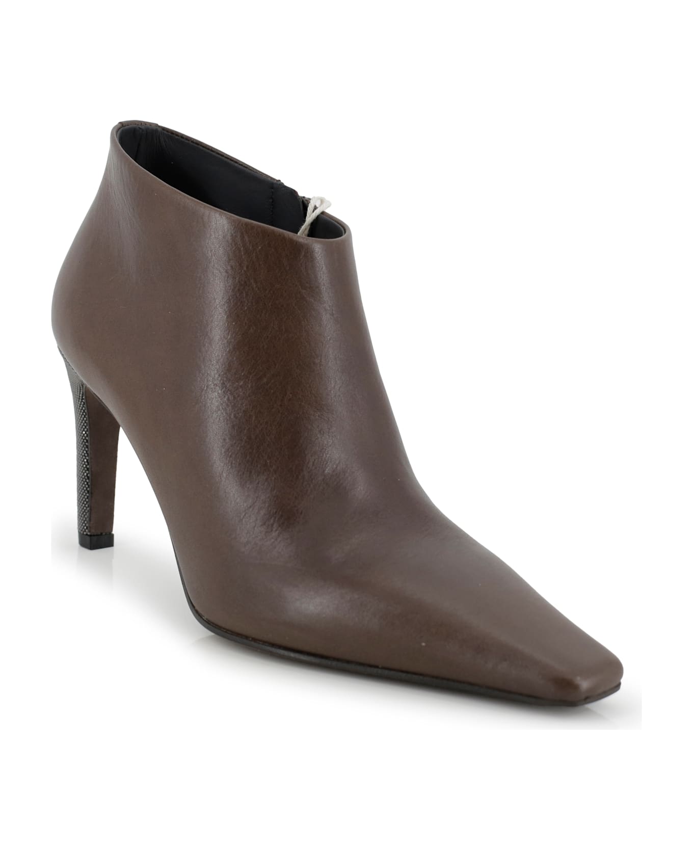 Brunello Cucinelli Pointed Ankle Boots With Glittery Heels - Brown