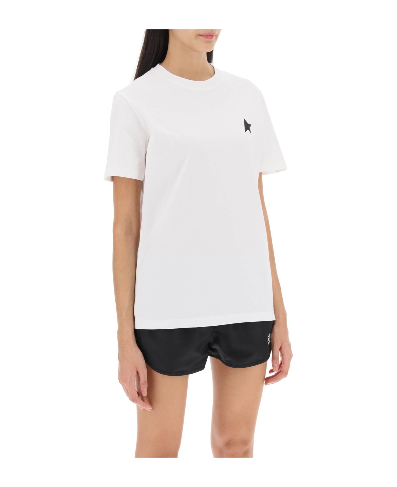 Golden Goose Regular T-shirt With Star Logo - OPTIC WHITE BLACK (Black) Tシャツ