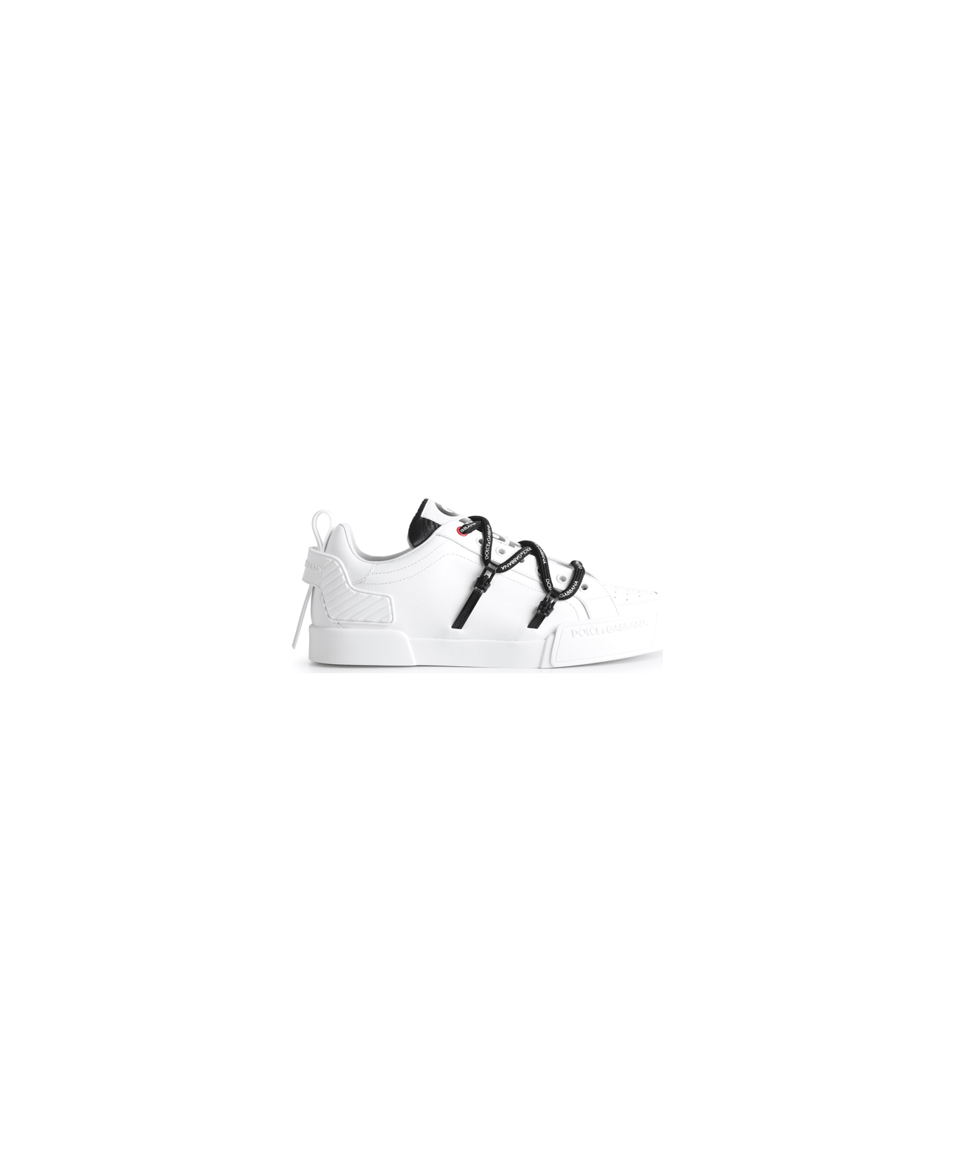 Dolce & Gabbana Portofino Sneaker In Calfskin And Patent Leather - White