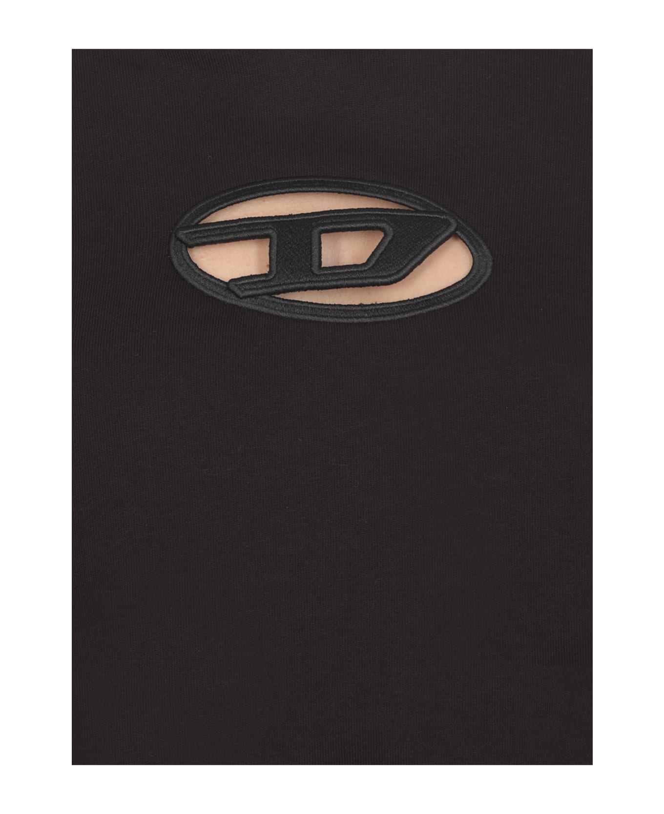 Diesel F-slimmy-hood-od Cut-out Oval D Logo Hoodie - Black