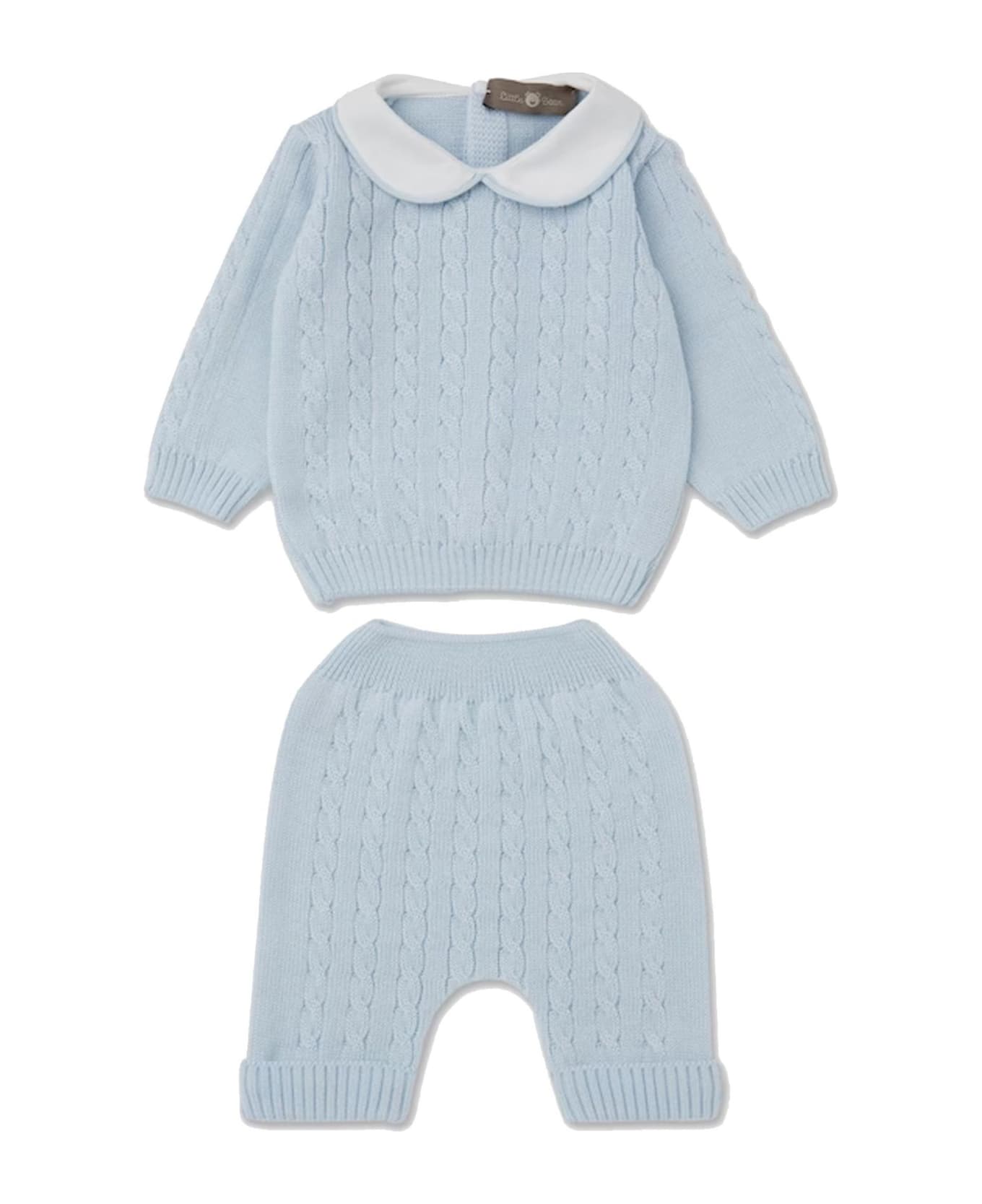 Little Bear Blue Wool Baby Suit - Cielo ボディスーツ＆セットアップ