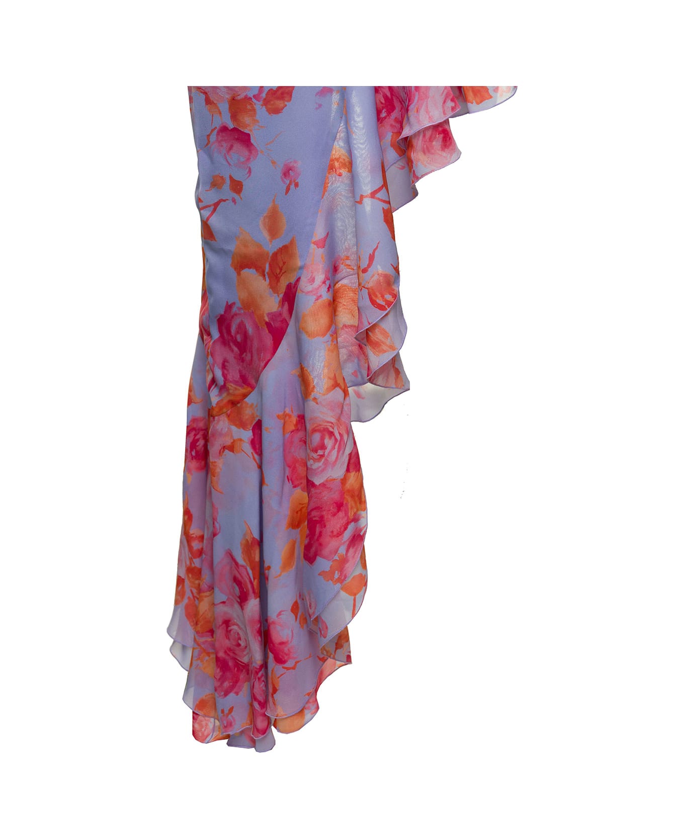 The Andamane Asymmetric Halerneck Dress With Floral Print In Multicolored Viscose Woman - Multicolor