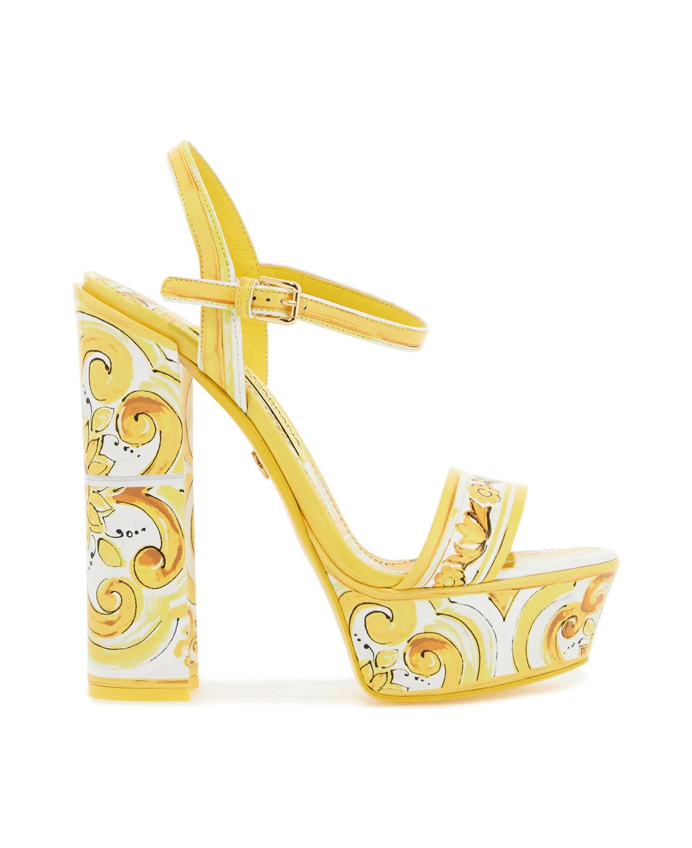 Dolce & Gabbana 'shiny Leather Platform Sandals With Mai - AZULEJOS GIALLO (Yellow)