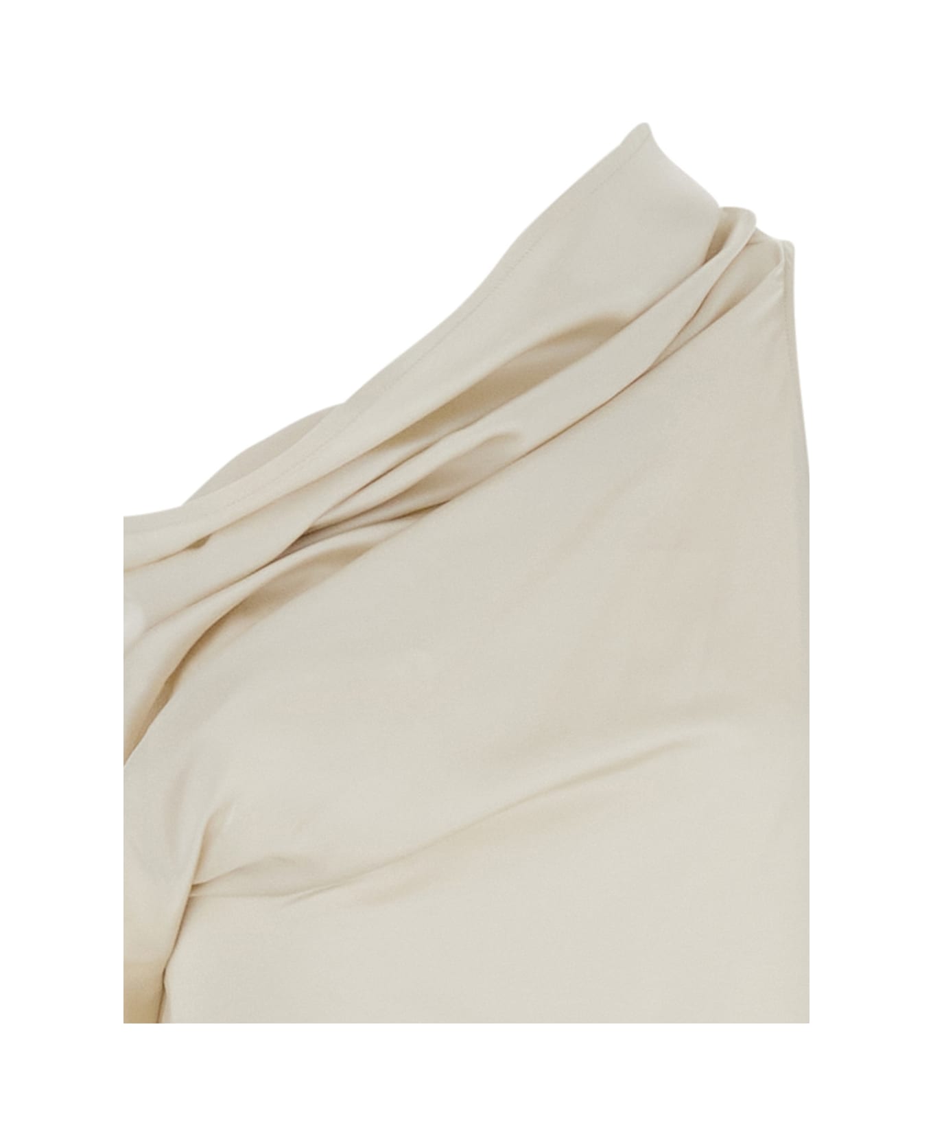 Rick Owens 'athena Arrowhead' White Long Dress With One Shoulder Design And Side Slits In Viscose And Acetate Blend Woman - White