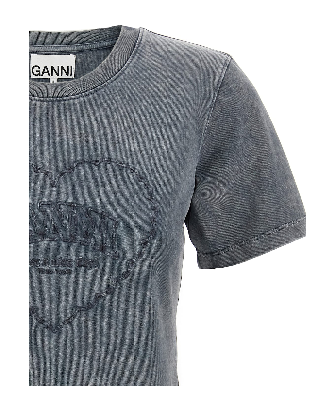 Ganni 
grey Washed Heart
 T-shirt - Gray