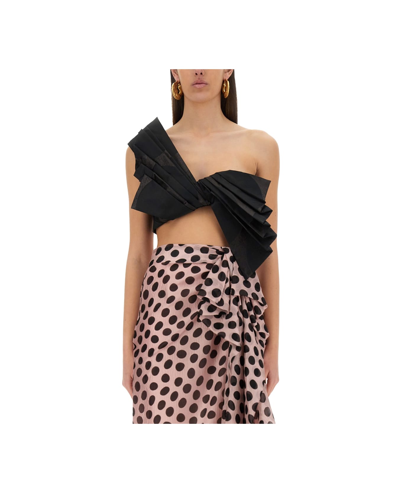 Nina Ricci "twisted Polka Dots" Top - BLACK