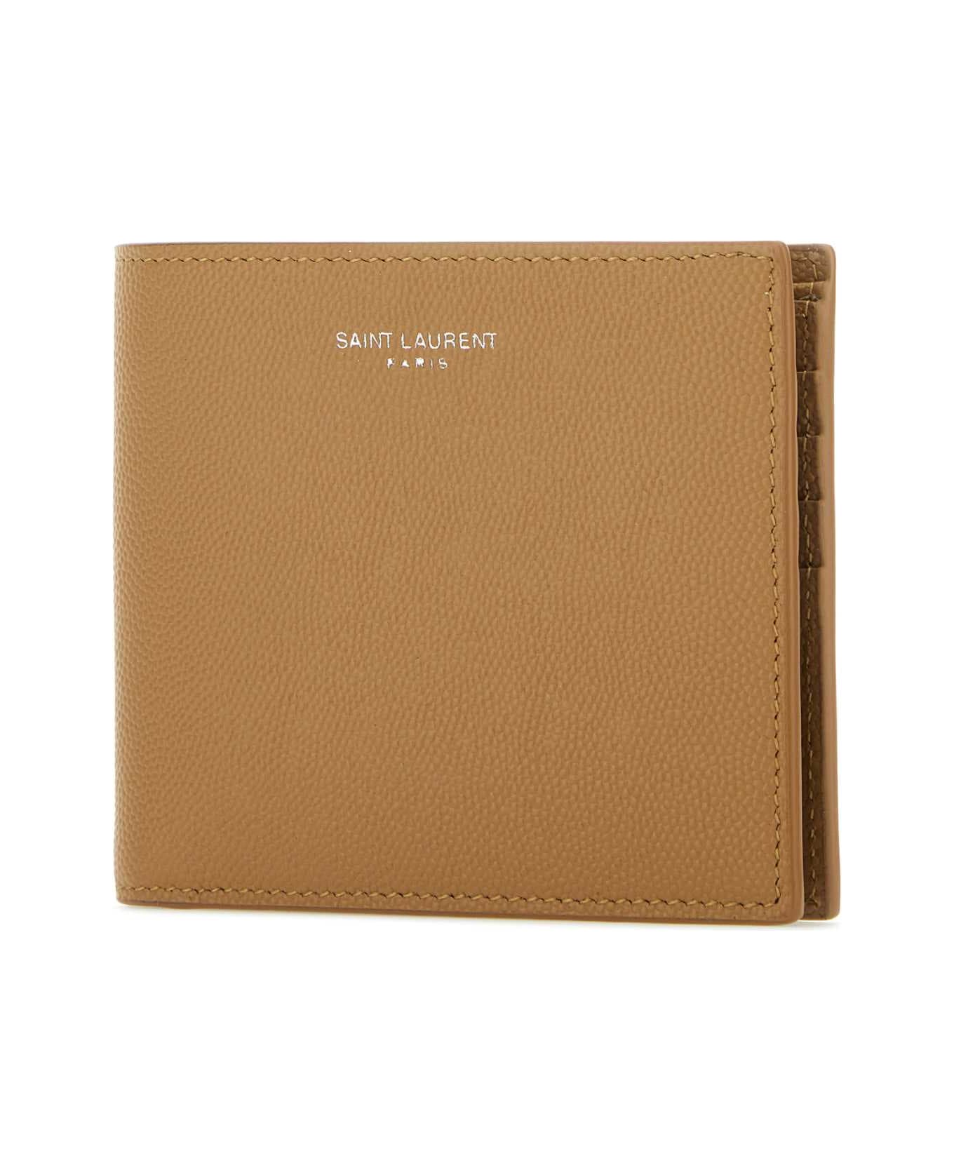 Saint Laurent Biscuit Leather Wallet - Brown