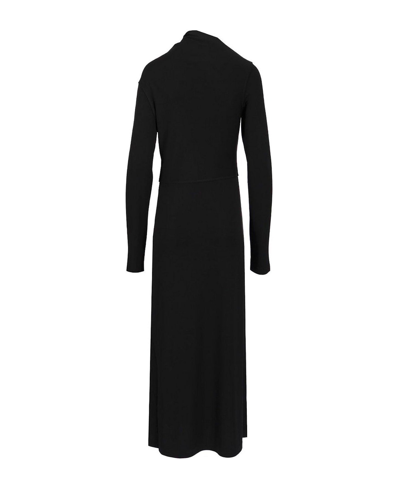 Totême Long Sleeved Asymmetric Neck Draped Dress - Black